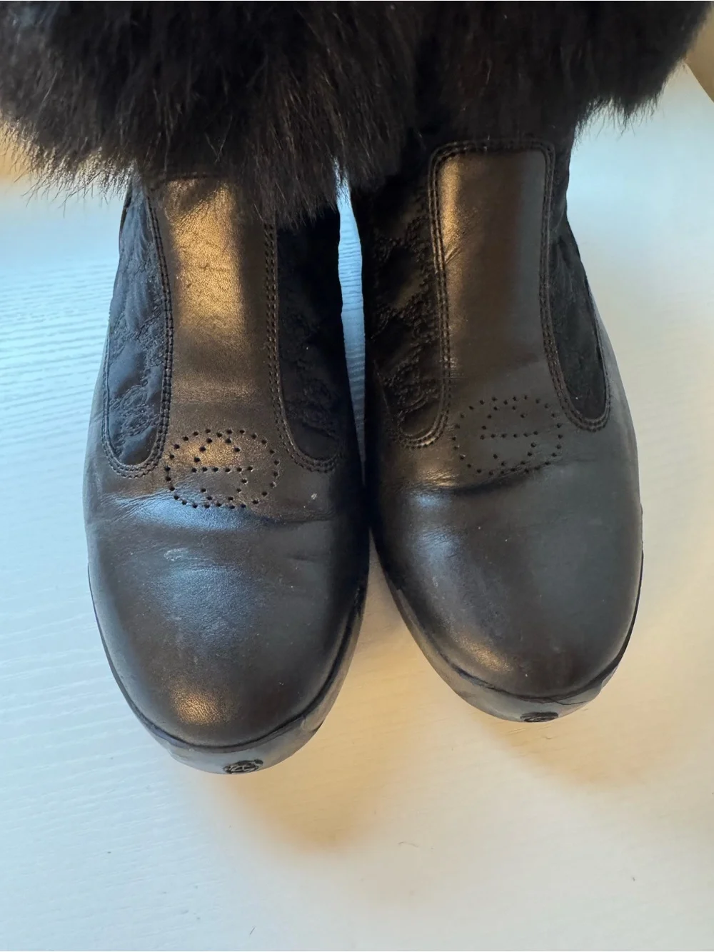 Gucci Women’s Black Fur Trim Tall Boots Size 38 / US 8 – Needs Sole Repair